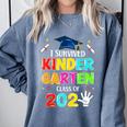 I Survived Kindergarten Graduation 2025 Graduate Boys Girls Comfort Colors Sweatshirt Blue Jean