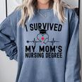 I Survived My Mom's Nursing Degree Nursing School Graduation Comfort Colors Sweatshirt Blue Jean