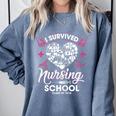 I Survived Nursing School Class Of 2018 Graduation T-Shirt Comfort Colors Sweatshirt Blue Jean