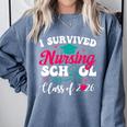 I Survived Nursing School Class Of 2026 Nurse Graduation Comfort Colors Sweatshirt Blue Jean