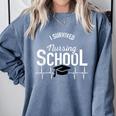 I Survived Nursing School Graduation RN Nurse T Shirt Comfort Colors Sweatshirt Blue Jean