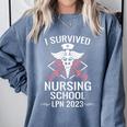 I Survived Nursing School LPN Class Of 2023 Nurse Graduation Comfort Colors Sweatshirt Blue Jean