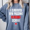 I Survived Her Passing Nursing School Graduation Comfort Colors Sweatshirt Blue Jean