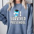 I Survived PreSchool Graduation Kids Owl Grad Shirt Comfort Colors Sweatshirt Blue Jean