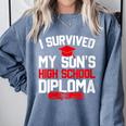 I Survived My Son's High School Diploma Graduation Comfort Colors Sweatshirt Blue Jean
