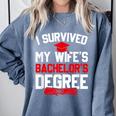 I Survived My Wife's Bachelor's Degree Graduation Comfort Colors Sweatshirt Blue Jean