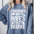 I Survived My Wifes Doctorate Degree Graduation Comfort Colors Sweatshirt Blue Jean