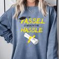 Tassel Worth The Hassle 2018 Graduation Quote Ylw Comfort Colors Sweatshirt Blue Jean