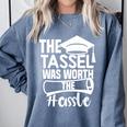 The Tassel Was Worth The Hassle Graduation Class Premium Tri-Blend Comfort Colors Sweatshirt Blue Jean