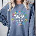 Teacher Of Tiny Humans Preschool Kindergarten Graduation Comfort Colors Sweatshirt Blue Jean
