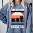Unique Art For Introverted Cat Fans -Adults Cat Humorous Introvert Small Comfort Colors Sweatshirt Blue Jean