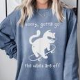 Vibes Are Off Cat Skateboard Introvert Sarcastic Humor Comfort Colors Sweatshirt Blue Jean