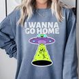 I Wanna Go Home Introvert UFO UAP Flying Saucer Trippy Alien Comfort Colors Sweatshirt Blue Jean