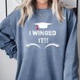 I Winged It Cosmetology Graduation Comfort Colors Sweatshirt Blue Jean