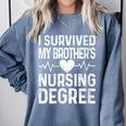 Women's I Survived My Brother's Nursing Degree School Graduation Comfort Colors Sweatshirt Blue Jean