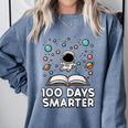 100 Days Smarter Astronaut Book 100th Day Girls Kids Women Comfort Colors Sweatshirt Denim