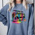 80s 90s Hip Hop Nostalgia Retro Boombox Music Lovers Comfort Colors Sweatshirt Denim