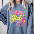 80's Girl Roller Skates Skating Eighties 1980s Nostalgia Comfort Colors Sweatshirt Denim
