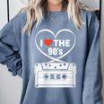 90s Nostalgia Cassette Heart Retro I Love The 90s Comfort Colors Sweatshirt Denim