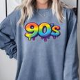 90s Retro Pop Art Rainbow Lips Nostalgia Costume 90s Comfort Colors Sweatshirt Denim