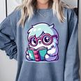 Adorable Book Lover Yeti With Reading Glasses Cute Comfort Colors Sweatshirt Denim Adorable Book Lover Yeti With Reading Glasses Cute Comfort Colors Sweatshirt Denim