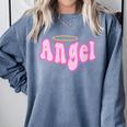 Angel Y2k Aesthetic 2000s Millennial Nostalgia Retro Pink Comfort Colors Sweatshirt Denim