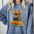 Book Lover Koala Reading Bookish Library Read Books Be Kind Comfort Colors Sweatshirt Denim