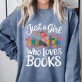 Bookworm Book Just A Girl Who Loves Books Comfort Colors Sweatshirt Denim