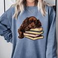 Boykin Spaniel Books Dog Breed Graphic Comfort Colors Sweatshirt Denim