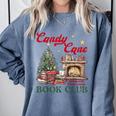 Candy Cane Book Club Holiday Party & Book Exchange Comfort Colors Sweatshirt Denim