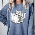 Cat Book Humor How To Train Your Human Comfort Colors Sweatshirt Denim
