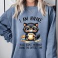 Cat Glasses Coffe Books I Am Awake Please Respect My Privacy Comfort Colors Sweatshirt Denim