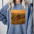 Cat Sloth Dog Retro Nostalgia Roadtrip Photo Comfort Colors Sweatshirt Denim