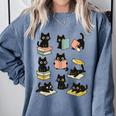 Cats Reading Books Cat Lover Comfort Colors Sweatshirt Denim Cats Reading Books Cat Lover Comfort Colors Sweatshirt Denim