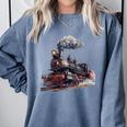 Classic Steam Train Enthusiasts Nostalgia For Train Lovers Comfort Colors Sweatshirt Denim