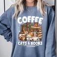 Coffee Cats And Books Cats And Reading Lovers Comfort Colors Sweatshirt Denim Coffee Cats And Books Cats And Reading Lovers Comfort Colors Sweatshirt Denim