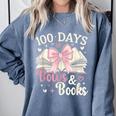 Coquette 100 Days Of Bows Books Reading 100th Day Of School Comfort Colors Sweatshirt Denim Coquette 100 Days Of Bows Books Reading 100th Day Of School Comfort Colors Sweatshirt Denim