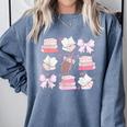 Coquette Bow Book Coffee Valentines Bookish Library Teacher Comfort Colors Sweatshirt Denim