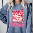 Coquette Bow All Booked For Valentines Teacher Book Comfort Colors Sweatshirt Denim