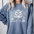Cute Owl Reading Book Graphic Art Comfort Colors Sweatshirt Denim