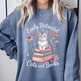 Easily Distracted By Cats And Books Reading Comfort Colors Sweatshirt Denim Easily Distracted By Cats And Books Reading Comfort Colors Sweatshirt Denim