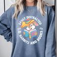 Easily Distracted By Rabbits And Books Reading Comfort Colors Sweatshirt Denim Easily Distracted By Rabbits And Books Reading Comfort Colors Sweatshirt Denim