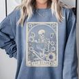 Floral The Reader Tarot Card Skeleton Reading Book Comfort Colors Sweatshirt Denim