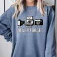Never Forget Retro Camera Photography Nostalgia Premium Tri-Blend Comfort Colors Sweatshirt Denim