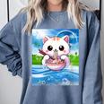 Frutiger Aero Aesthetic Tech Kawaii Ramen Cat Fishes Comfort Colors Sweatshirt Denim