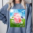 Frutiger Aero Aesthetic Tech Kawaii Strawberry Milk Fishes Comfort Colors Sweatshirt Denim Frutiger Aero Aesthetic Tech Kawaii Strawberry Milk Fishes Comfort Colors Sweatshirt Denim