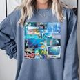 Frutiger Aero Retro Vibes Premium Tri-Blend Comfort Colors Sweatshirt Denim