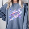 Frutiger Aero Y2K Chrome Dolphin Comfort Colors Sweatshirt Denim Frutiger Aero Y2K Chrome Dolphin Comfort Colors Sweatshirt Denim