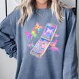 Frutiger Aero Y2K Chrome Phone Butterfly Comfort Colors Sweatshirt Denim Frutiger Aero Y2K Chrome Phone Butterfly Comfort Colors Sweatshirt Denim