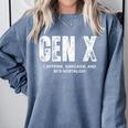 Gen X Caffeine Sarcasm 90s Nostalgia Men Women Graphic Comfort Colors Sweatshirt Denim
